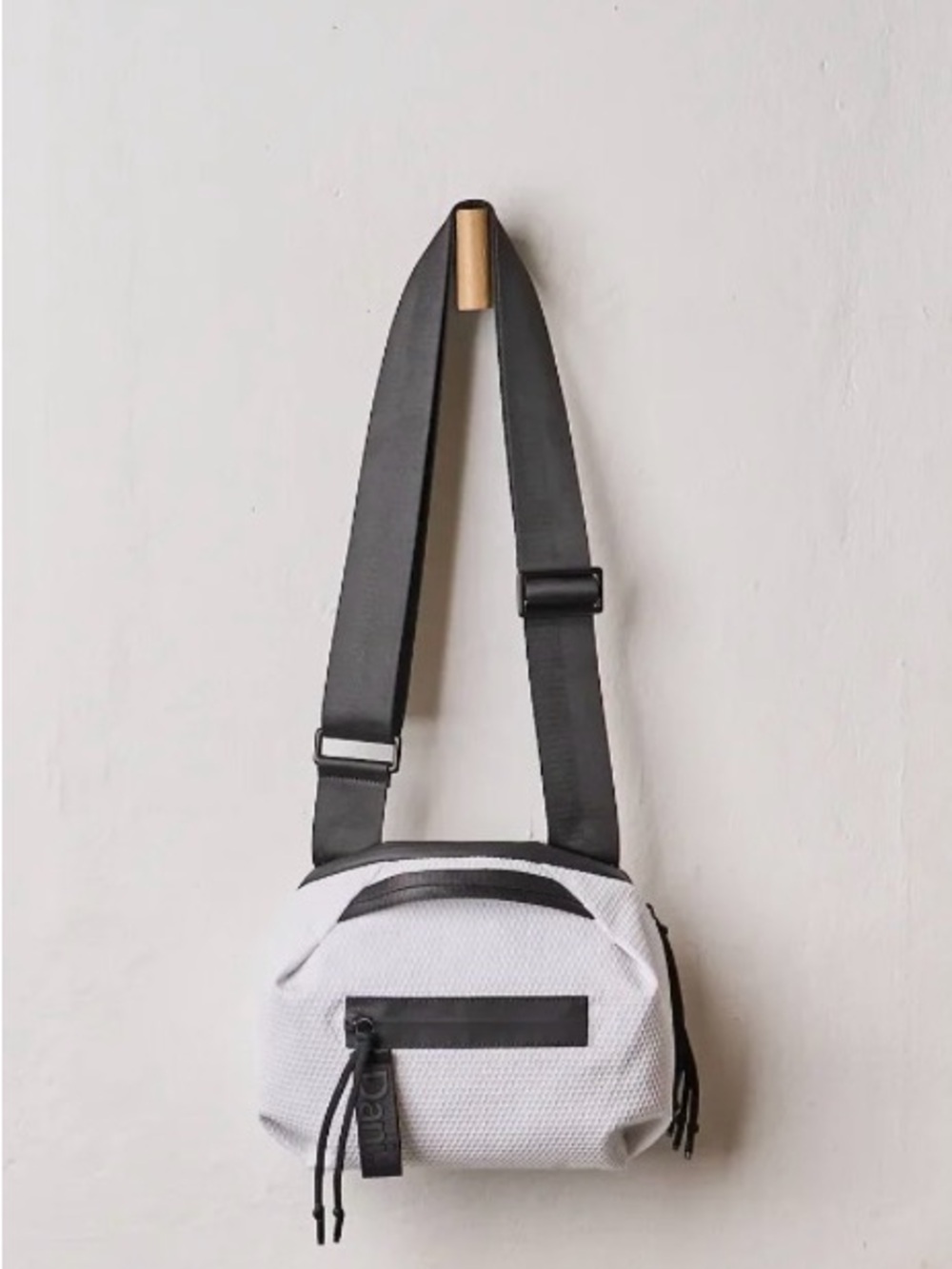 White Vegan Crossbody Belt Bag with Black Trim - Picture 7 of 11